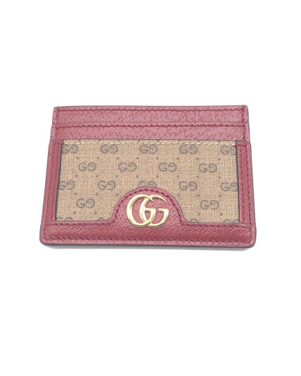 Gucci PRE-OWNED GG Supreme Card Case In Burgundy
