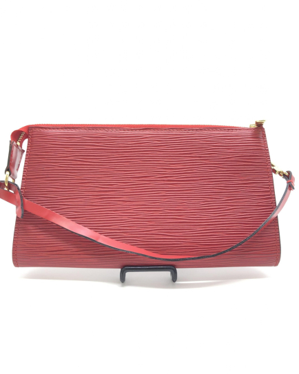 Louis Vuitton PRE-OWNED Red Leather Pochette Accessory Bag