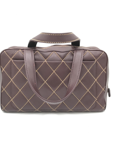 Chanel PRE-OWNED Wild Stitch Handbag Mini Boston Red