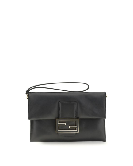 Fendi Black Calf Leather Bos Taurus Clutch Bag