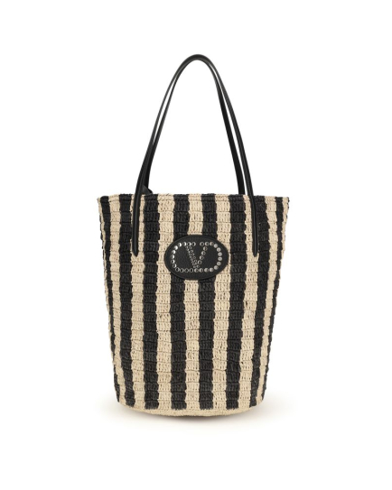 Valentino Garavani Black Raffia Backet Bag