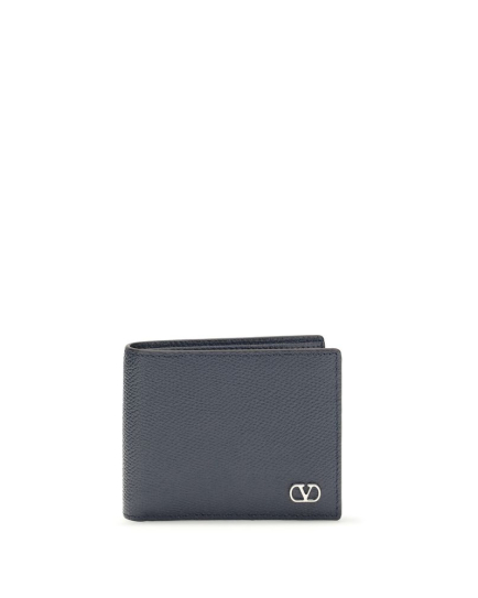 Valentino Garavani Blue Calf Leather Bos Taurus Wallet