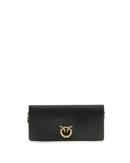 PINKO Black Calf Leather Bos Taurus Clutch Bag