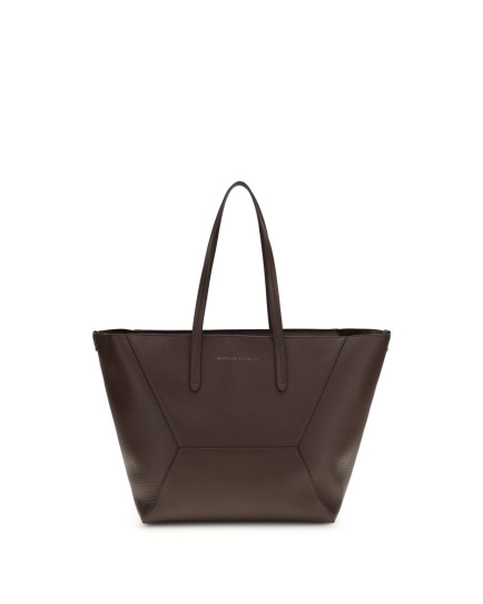 Brunello Cucinelli Brown Calf Leather Bos Taurus Shoulder Bag