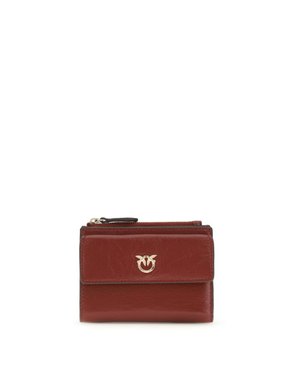PINKO Bordeaux Calf Leather Bos Taurus Wallet