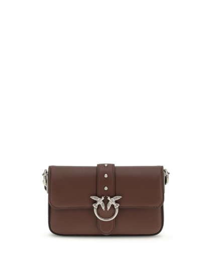 PINKO Brown Calf Leather Bos Taurus Shoulder Bag