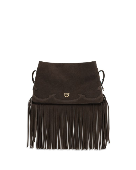 PINKO Brown Calf Leather Bos Taurus Shoulder Bag
