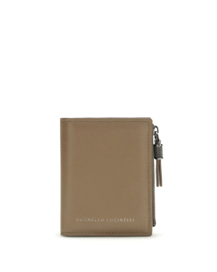 Brunello Cucinelli Beige Calf Leather Bos Taurus Wallet