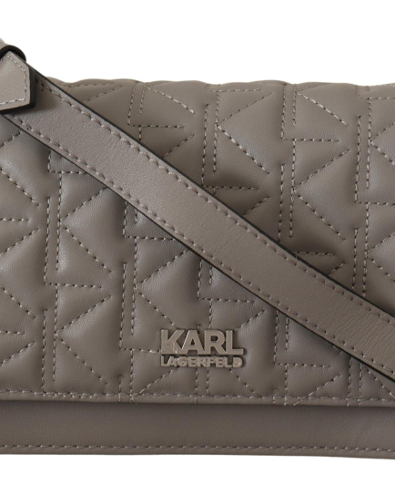 Karl Lagerfeld Light Grey Leather Crossbody Bag