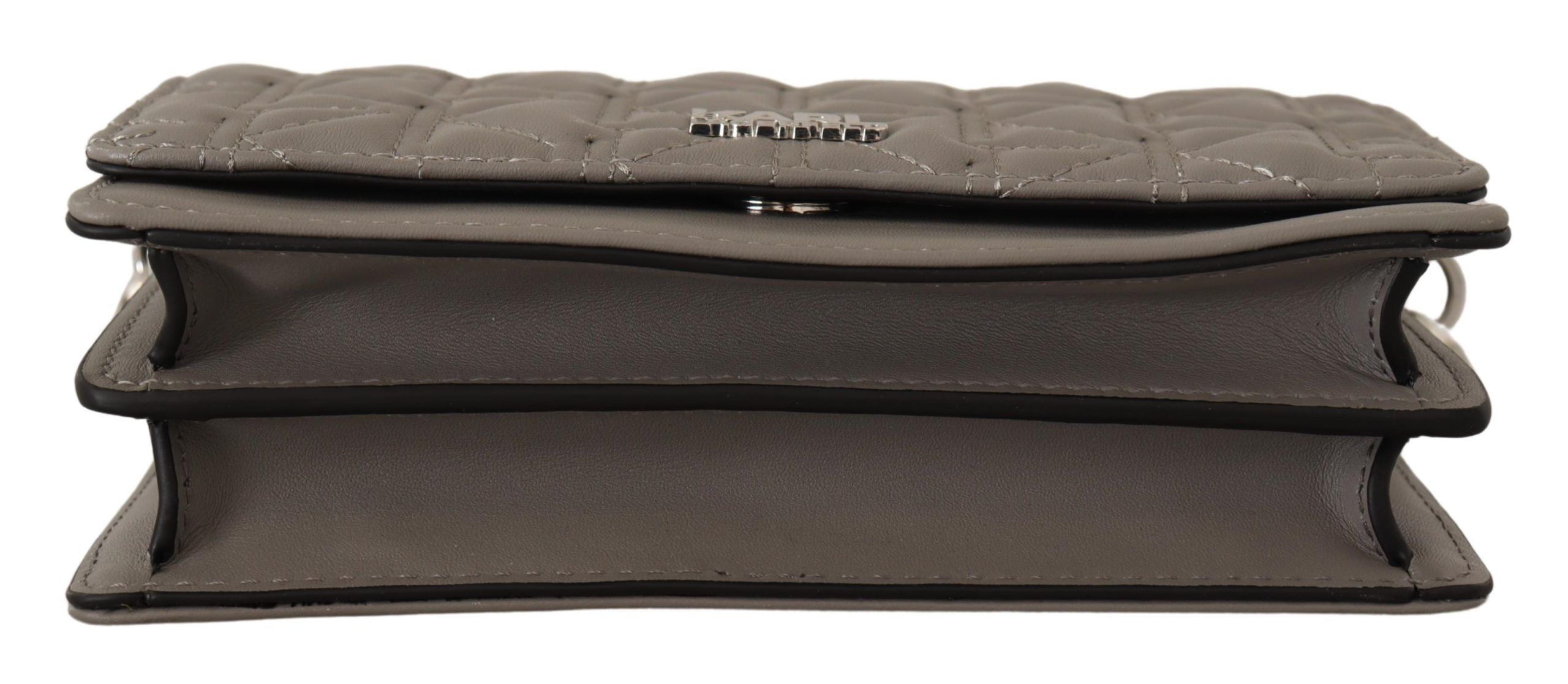 Karl Lagerfeld Light Grey Leather Crossbody Bag - Image 5