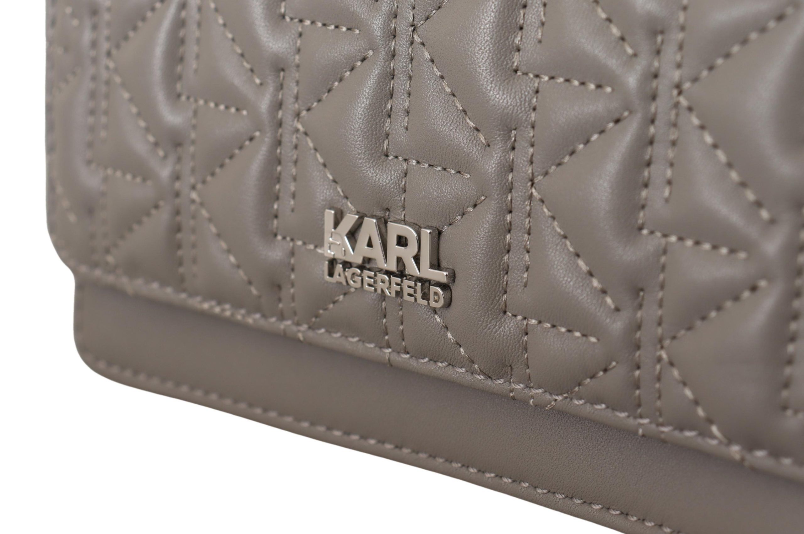 Karl Lagerfeld Light Grey Leather Crossbody Bag - Image 6